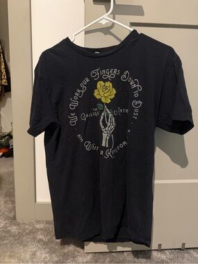 Men's Black Graphic Tee with Yellow Rose